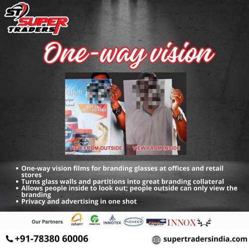 Are you painter and searching for top quality one way vision Supplier/trader for designing in Delhi(NCR) 
No serach more, Super Traders is here to serve you. Outglass branding with one way vision film outside offices, retail store, grocery shops etc.
Call us:7838060006
Visit us: https://supertradersindia.com/

#supertraders #signageindustry #promotion #banners #signsboard #sunboard #Innotex #onewayvisionfilm #privacy #advertising