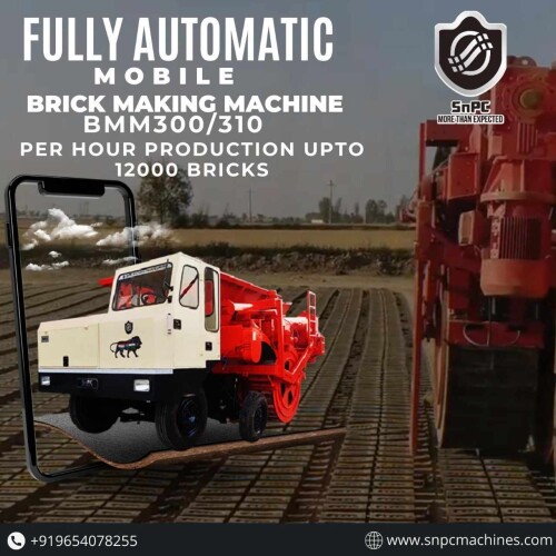 BMM-310 is a fully automatic brick making machine. It is world first fully automatic brick making of its kind by Snpc machines private limited. The machine produces brick while moving on wheel as like a vehicle. It can produce 12000 brick per hour that is a very fast production as compared with manual production. BMM-310 is a cost reductive and eco-friendly brick making machine. It reduces not only labour requirements but also natural resources. Water requirement for brick production reduces upto one-third as compared with other methods. Bricks produced by this machine are three times stronger with 45% cost reduction. Raw material required for its working can be mud, clay or mixture of clay and flyash. Different types of brick this machine can produce are red bricks, clay bricks, flyash brick. This machine give kiln owner to produce brick independently anywhere anytime. This machine consumer 16-18 litres of fuel for its working. Other mobile brick making machines are BMM-160, BMM-400, SBM-180 with different production capacities. Consumers can order from any state, Country or can visit us for their own satisfaction. Thankyou for visiting us.
For order or any query: 8826423668
https://snpcmachines.com/brick-machines/bmm310

#snpcmachine #brickmakingmachine #claybrickmakingmachine #machineformakingbricks #fastbrickproduction #brickmachineIndia #brickmachineKerala #innovationinbrickmaking