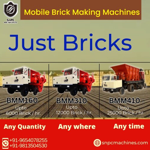 MOBILE BRICK-MAKING MACHINE (#FACTORY OF BRICK ON WHEELS)- First of its kind in the world, our brick-making machine moves on wheels like a vehicle and makes bricks while in motion. This allows kiln owners to produce bricks anywhere, as per their requirements. Mobile brick-making machine production is 12000 bricks/hour with a reduction of 45% in production cost in comparison with manual and other machinery as well as 4-times (as per testing agencies report) more in compressive strength with standard shape, sizes and another extraordinary provision exist i.e (that is) machine produced several brick sizes and it can be changed as per customer requirements from time to time. In 2018 we are catering 4 models: BMM150-160 and BMM300-310 (semi-automatic and fully automatic ) to the worldwide brick industry, we are offering direct customers access to multiple sites in both domestic and international stages, so they 1st see the demo and then will order us after satisfaction. 
Bmm150-160
https://www.snpcmachines.com/
#brickmakingmachine #claybrickmakingmachine #innovationinbrickmaking #worldbestbrickmakingmachine #fastestbrickmakingmachine #snpcIndia #snpcmachines #brickmakingmachineIndia #brickmakingmachineHaryana #brickmakingmachineAssam #mobilebrickmakingmachine #offroadconstruction #offroadbrickmakingmachine #constructionequipment #constructionmachinery #ecofriendlybrickmakingmachine