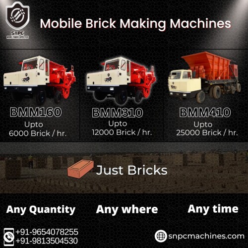 SNPC Machine pvt ltd is a brick on wheel factory with mobile brick making machine. Our two main type of machines are BMM-160 &BMM-300 semi & fully automatic resp. These machines mould brick while moving on wheel with a reduction of 45% cost & 3 times stronger brick as well. Machines requires fuel consumption & prepared raw material for its workinglike gyara, mud etc. Customer can order machine from any state/country or can visit us for their own satisfaction Thankyou for considering our site. 
For more queries please contact us: 8826423668
https://www.snpcmachines.com/
#brickmakingmachine #claybrickmakingmachine #innovationinbrickmaking #worldbestbrickmakingmachine #fastestbrickmakingmachine #snpcIndia #snpcmachines #brickmakingmachineIndia #brickmakingmachineHaryana #brickmakingmachineAssam #mobilebrickmakingmachine #offroadconstruction #offroadbrickmakingmachine #constructionequipment #constructionmachinery #ecofriendlybrickmakingmachine