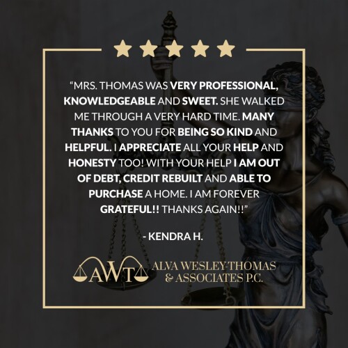 Alva Wesley-Thomas & Associates, P.C.
6161 Savoy Drive. Suite 250
Houston, TX 77036
(713) 278-0800